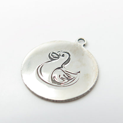 925 Sterling Silver USA Two In Town Duck Bird Charm Pendant