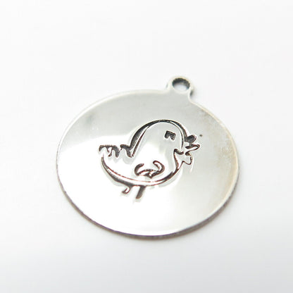 925 Sterling Silver USA Two In Town Bird Charm Pendant