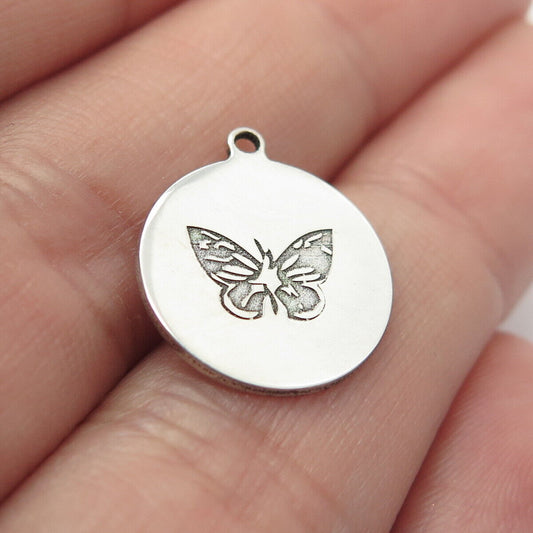 925 Sterling Silver USA Two In Town Butterfly Charm Pendant