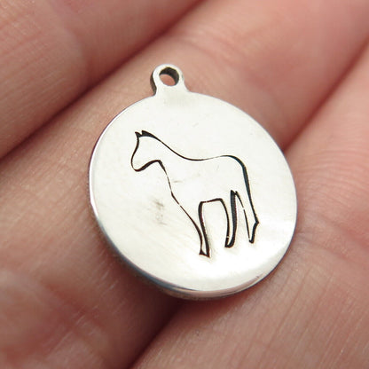 925 Sterling Silver USA Two In Town Horse Charm Pendant