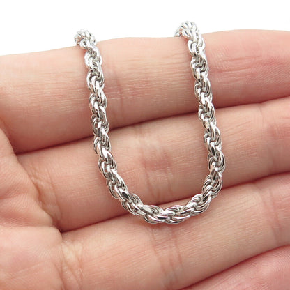 925 Sterling Silver Italy Twisted Rope Chain Necklace 18"