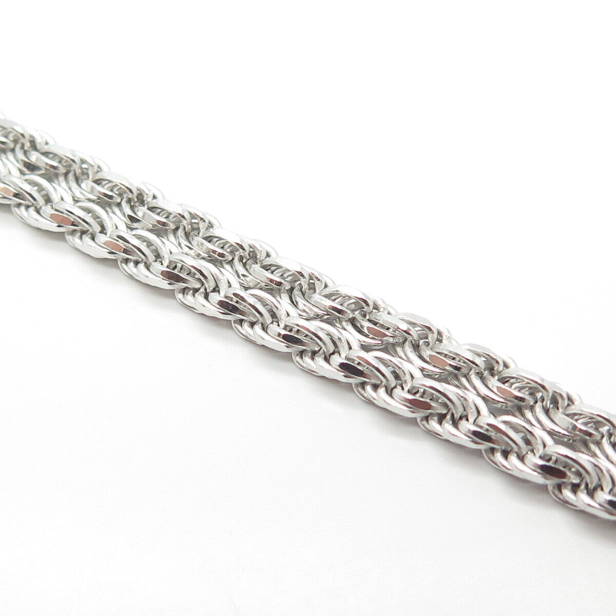 925 Sterling Silver Italy Twisted Rope Chain Necklace 18"