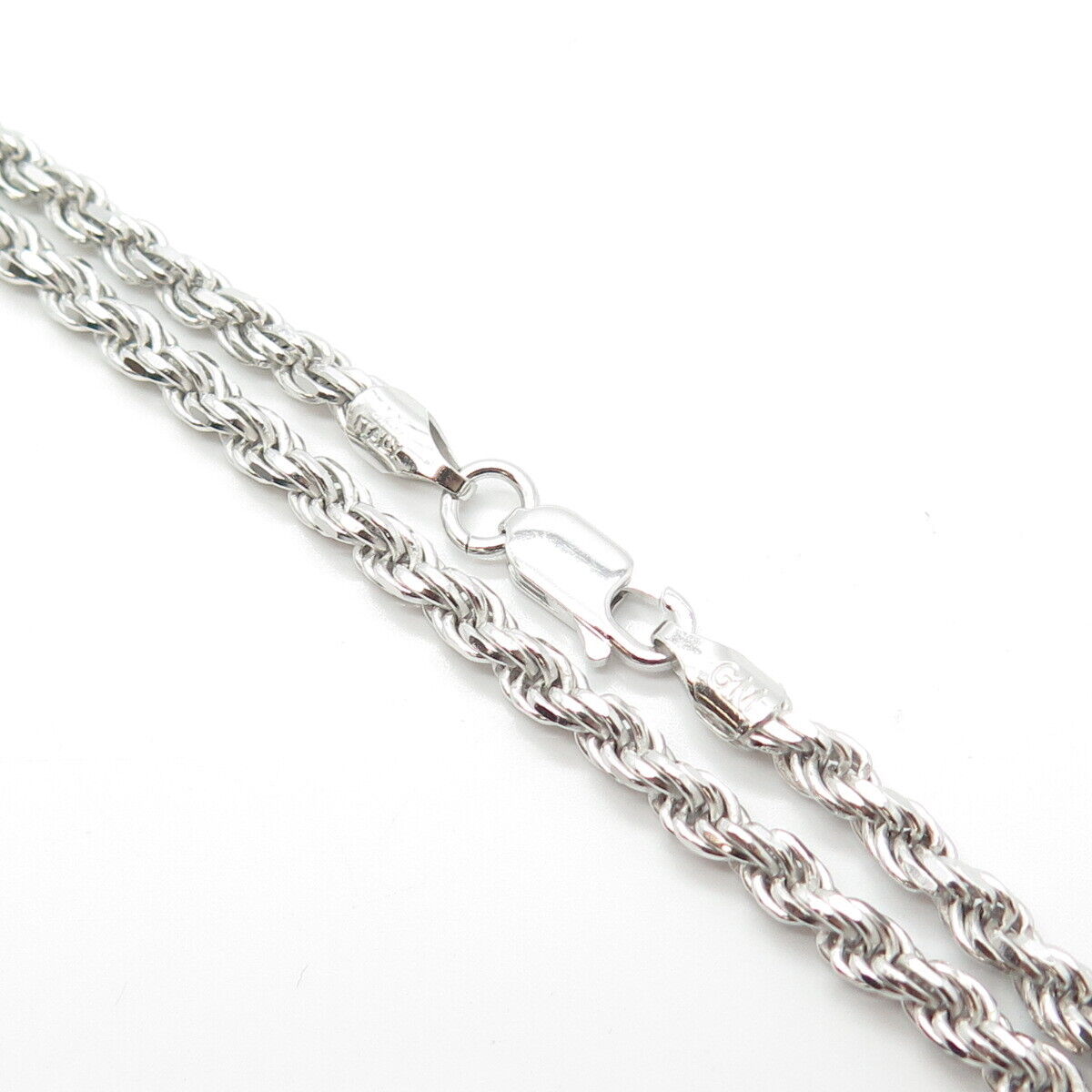 925 Sterling Silver Italy Twisted Rope Chain Necklace 18"