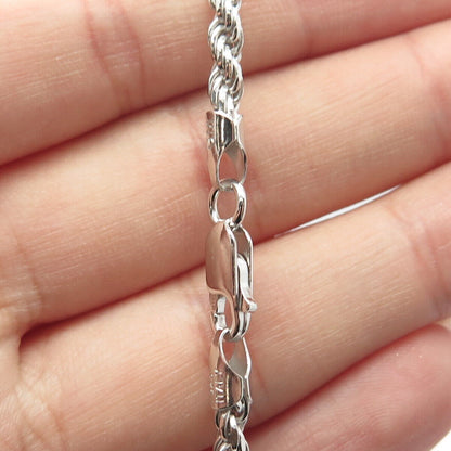 925 Sterling Silver Italy Twisted Rope Chain Necklace 18"