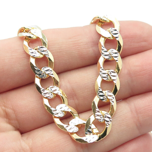 925 Sterling Silver Gold Plated 2-Tone Italy P. Lux Cuban Chain Necklace 22"