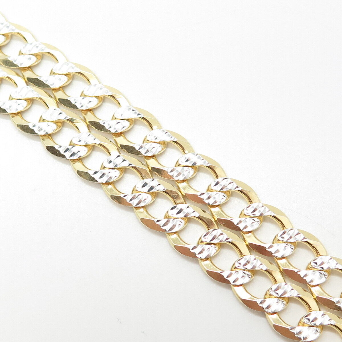 925 Sterling Silver Gold Plated 2-Tone Italy P. Lux Cuban Chain Necklace 22"
