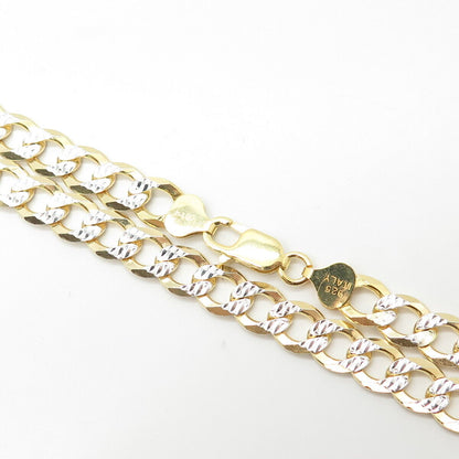 925 Sterling Silver Gold Plated 2-Tone Italy P. Lux Cuban Chain Necklace 22"