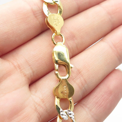 925 Sterling Silver Gold Plated 2-Tone Italy P. Lux Cuban Chain Necklace 22"