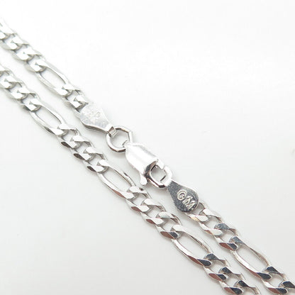 925 Sterling Silver Italy Figaro Chain Necklace 18"