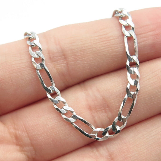 925 Sterling Silver Italy Figaro Chain Necklace 18"