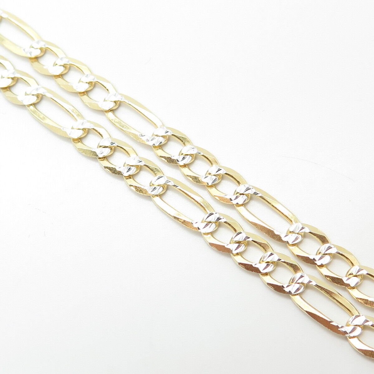 925 Sterling Silver Gold Plated 2-Tone Italy P. Lux Figaro Chain Necklace 24"