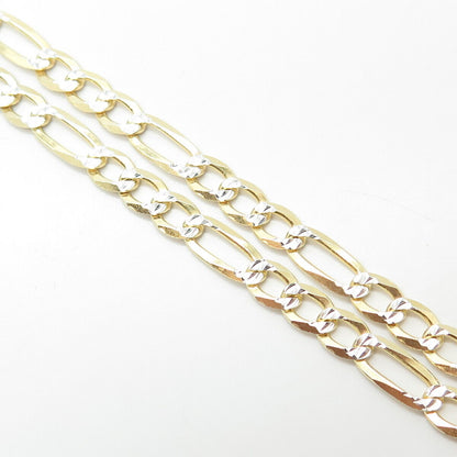 925 Sterling Silver Gold Plated 2-Tone Italy P. Lux Figaro Chain Necklace 24"