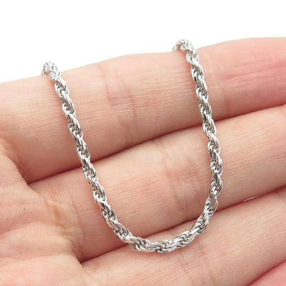 925 Sterling Silver Italy Twisted Rope Chain Necklace 24"