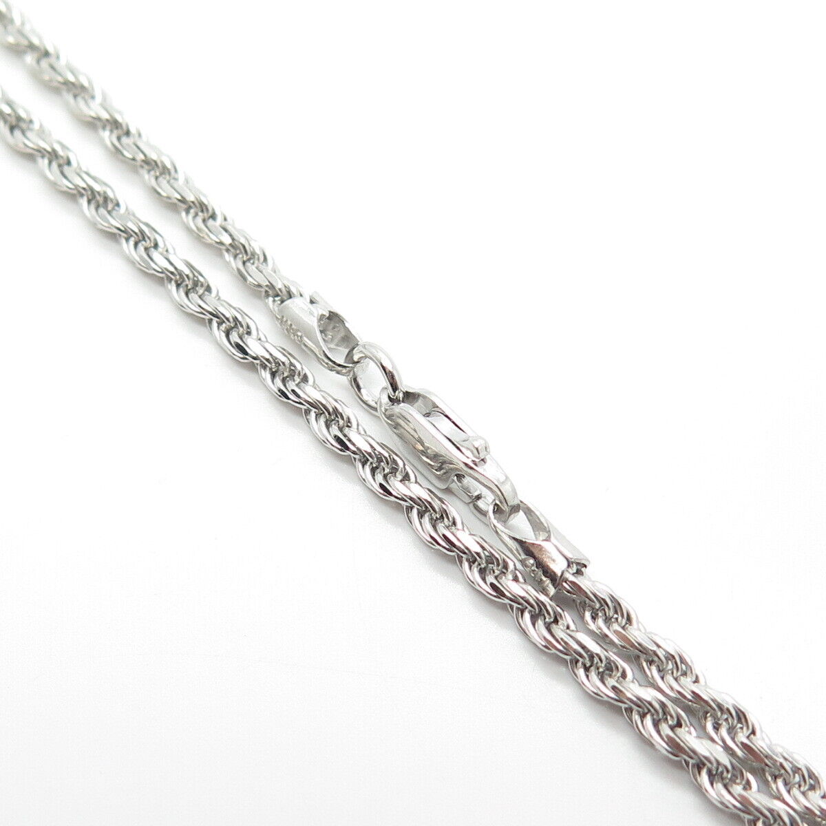 925 Sterling Silver Italy Twisted Rope Chain Necklace 24"