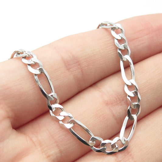 925 Sterling Silver Italy Figaro Chain Necklace 24"