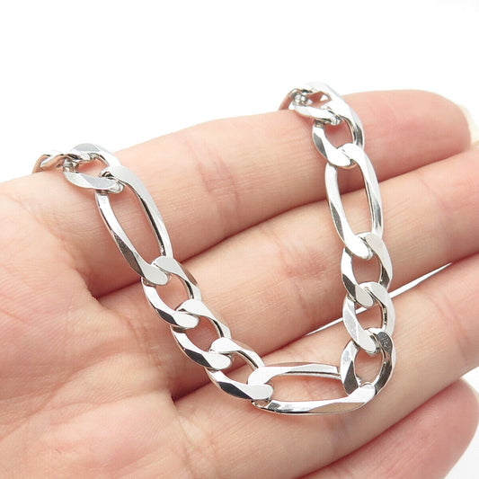 925 Sterling Silver Italy Figaro Chain Necklace 24"