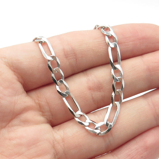 925 Sterling Silver Italy P. Lux Figaro Chain Necklace 22"