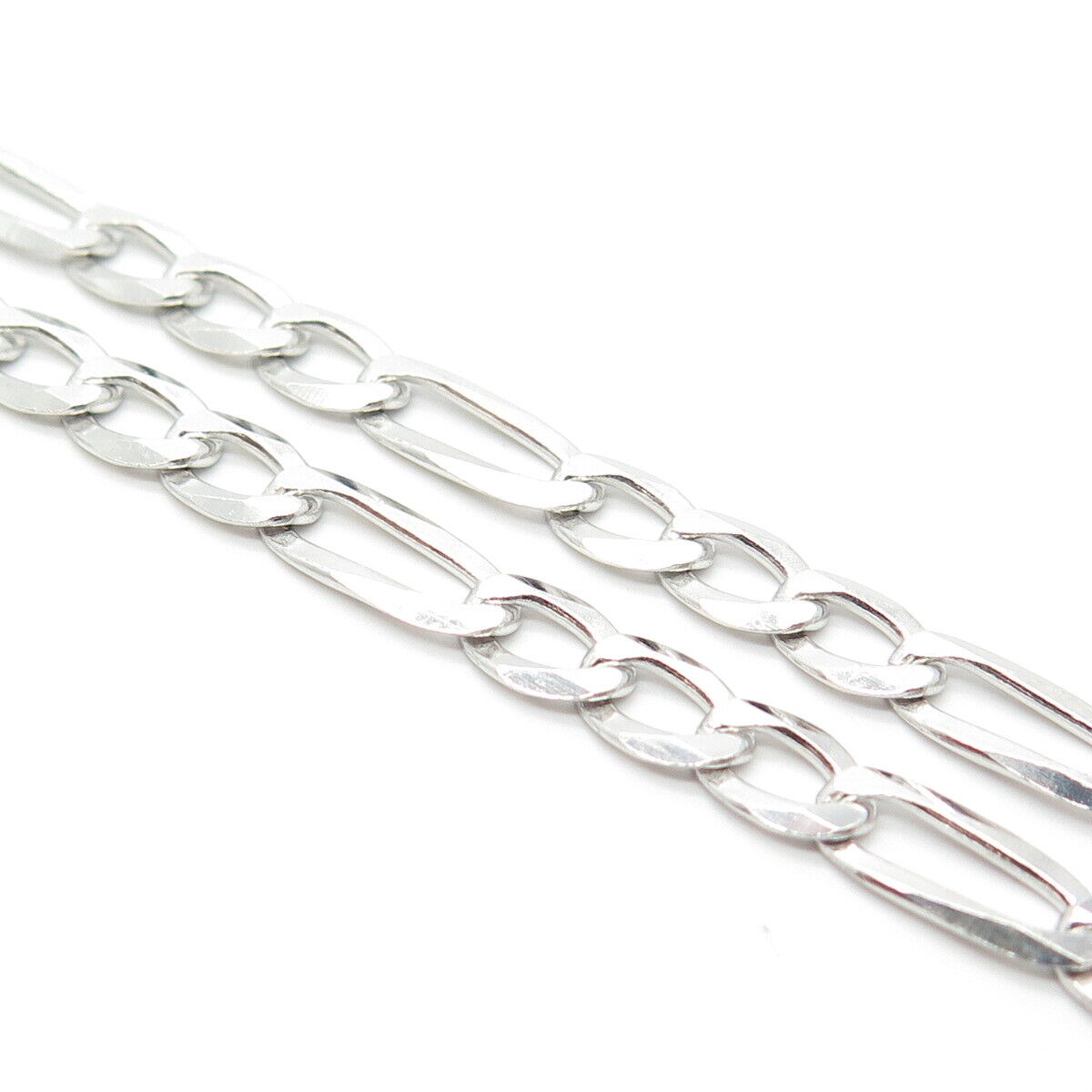 925 Sterling Silver Italy P. Lux Figaro Chain Necklace 22"