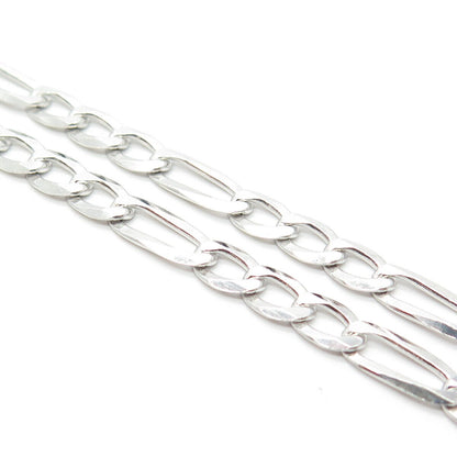 925 Sterling Silver Italy P. Lux Figaro Chain Necklace 22"