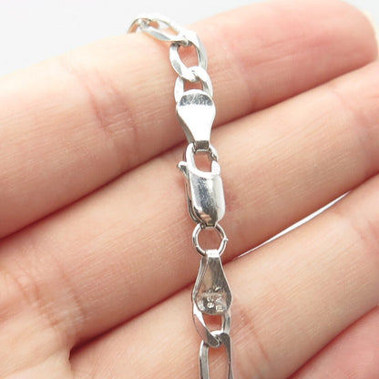 925 Sterling Silver Italy P. Lux Figaro Chain Necklace 22"