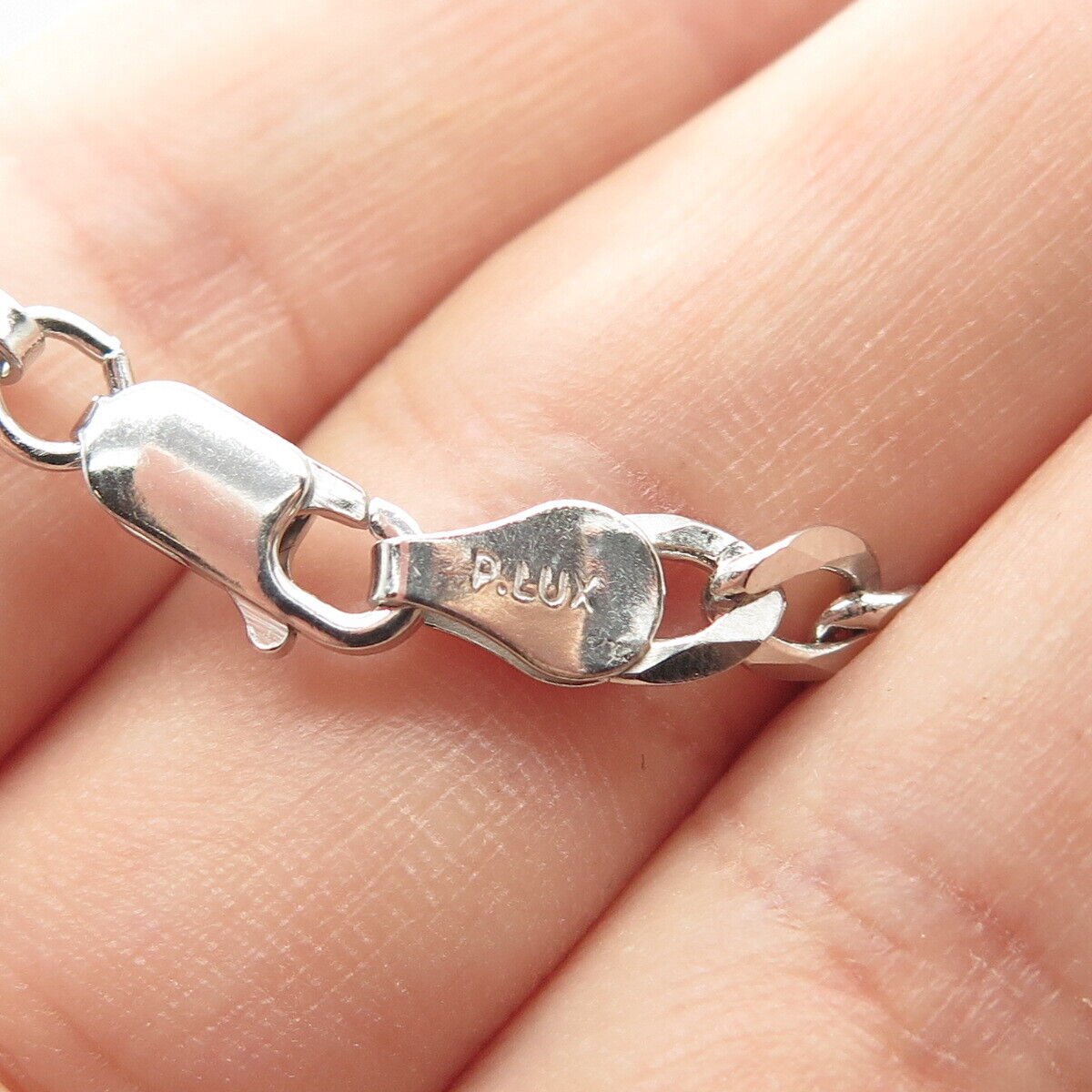 925 Sterling Silver Italy P. Lux Figaro Chain Necklace 22"