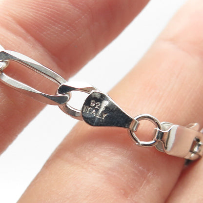 925 Sterling Silver Italy P. Lux Figaro Chain Necklace 22"