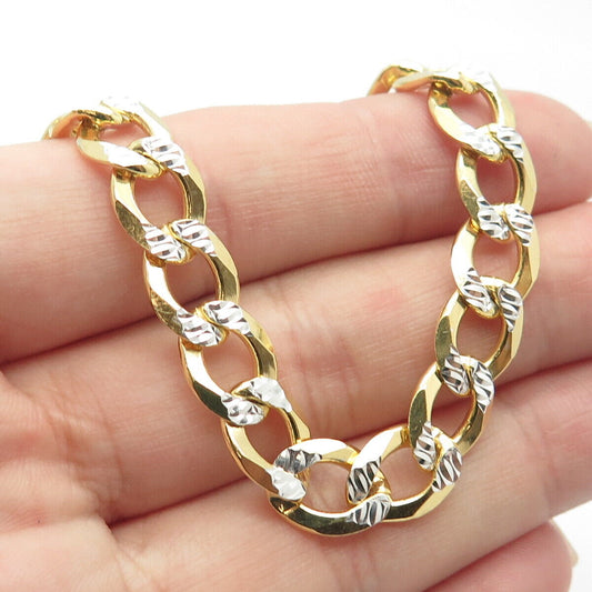 925 Sterling Silver Gold Plated 2-Tone Italy Cuban Chain Necklace 26"