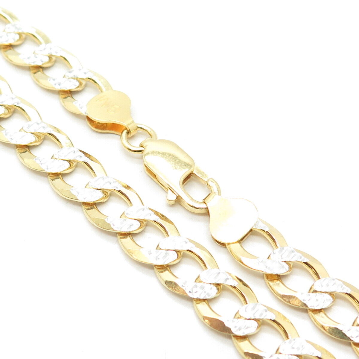 925 Sterling Silver Gold Plated 2-Tone Italy Cuban Chain Necklace 26"