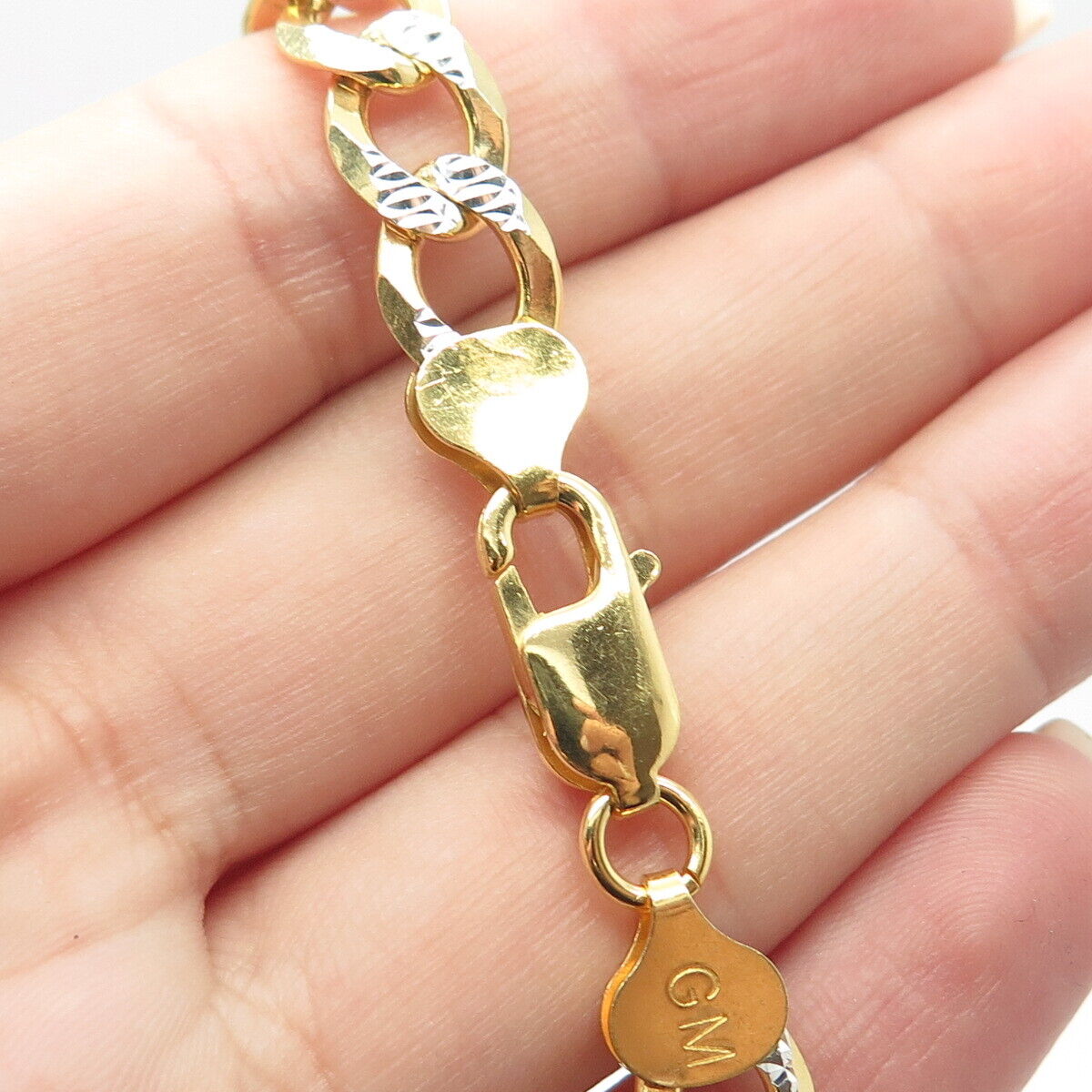 925 Sterling Silver Gold Plated 2-Tone Italy Cuban Chain Necklace 26"