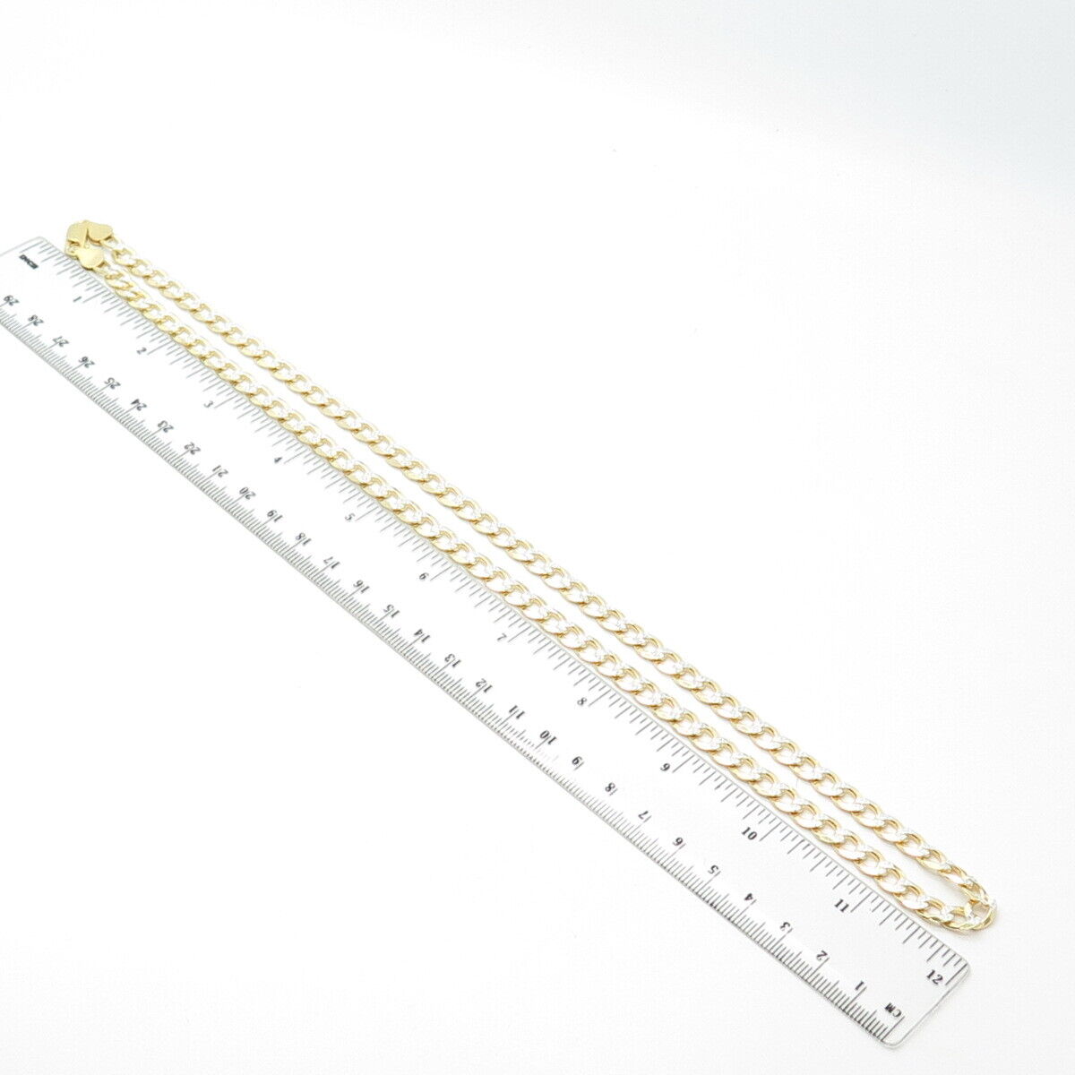 925 Sterling Silver Gold Plated 2-Tone Italy Cuban Chain Necklace 24"