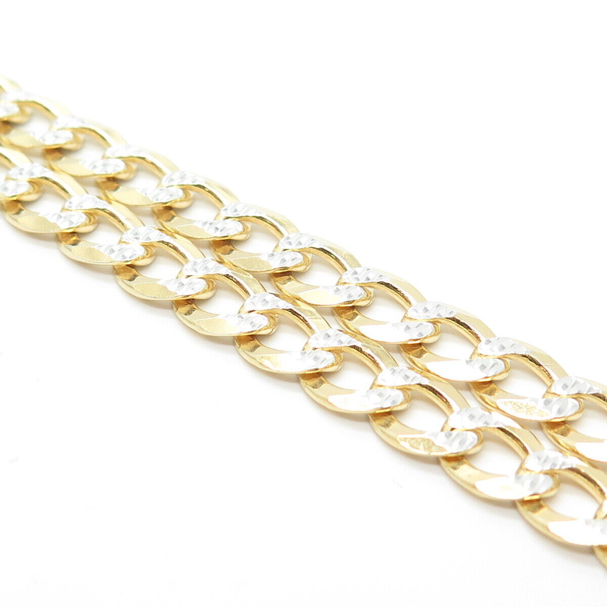 925 Sterling Silver Gold Plated 2-Tone Italy Cuban Chain Necklace 24"