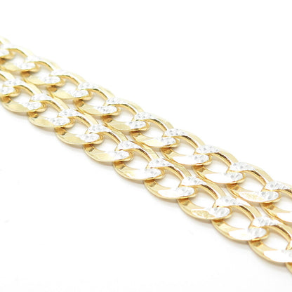 925 Sterling Silver Gold Plated 2-Tone Italy Cuban Chain Necklace 24"