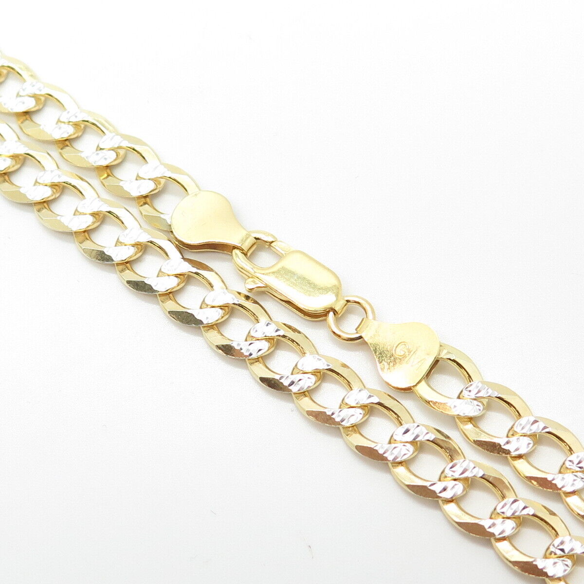 925 Sterling Silver Gold Plated 2-Tone Italy Cuban Chain Necklace 24"
