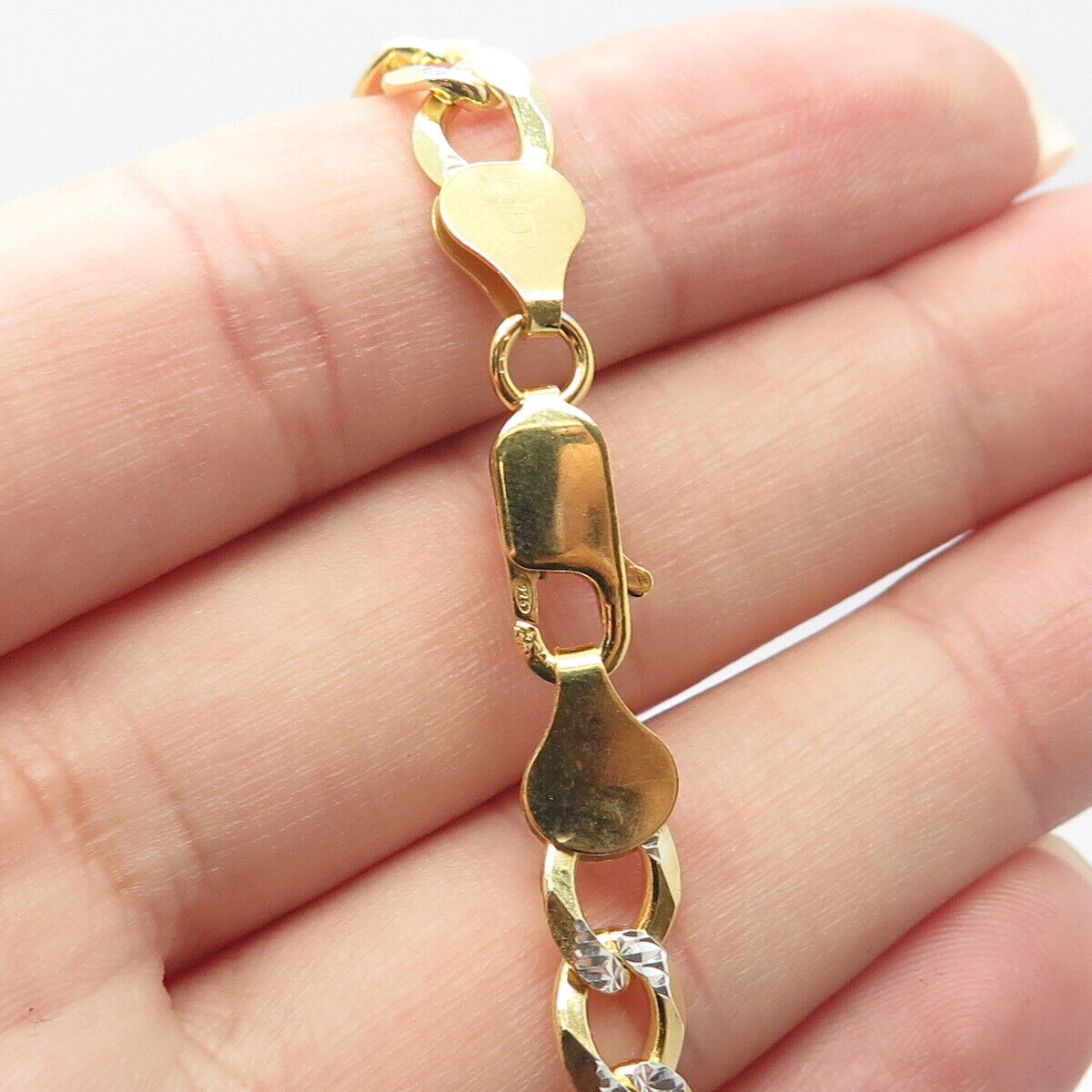 925 Sterling Silver Gold Plated 2-Tone Italy Cuban Chain Necklace 24"