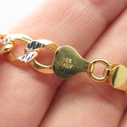 925 Sterling Silver Gold Plated 2-Tone Italy Figaro Chain Necklace 24"