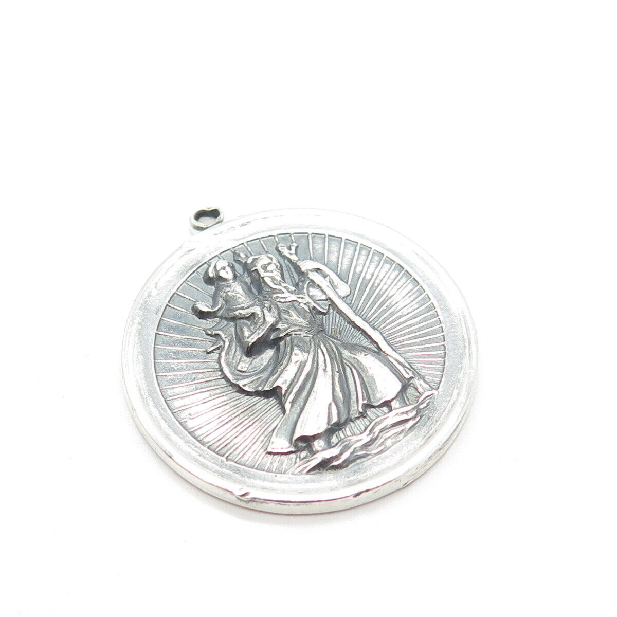 925 Sterling Silver Vintage St. Christopher Religious Pendant