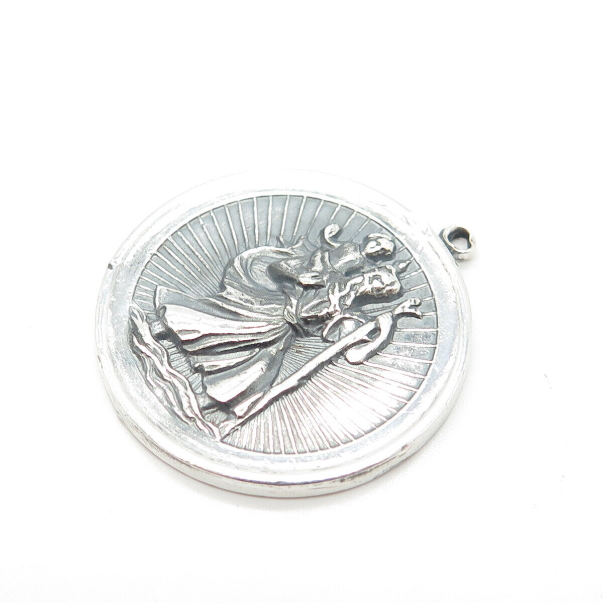 925 Sterling Silver Vintage St. Christopher Religious Pendant