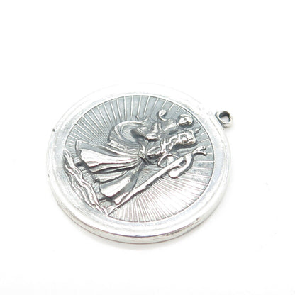 925 Sterling Silver Vintage St. Christopher Religious Pendant