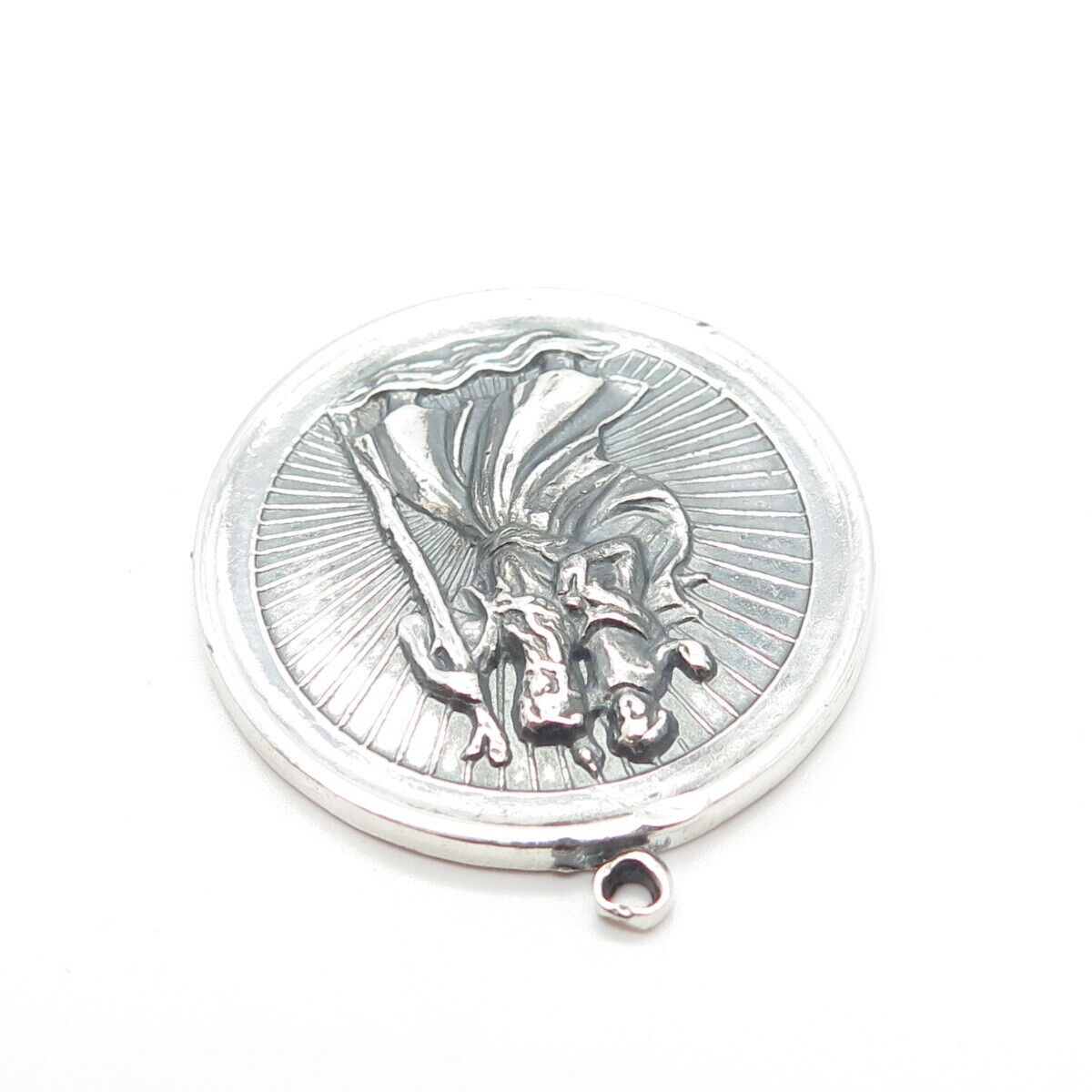 925 Sterling Silver Vintage St. Christopher Religious Pendant