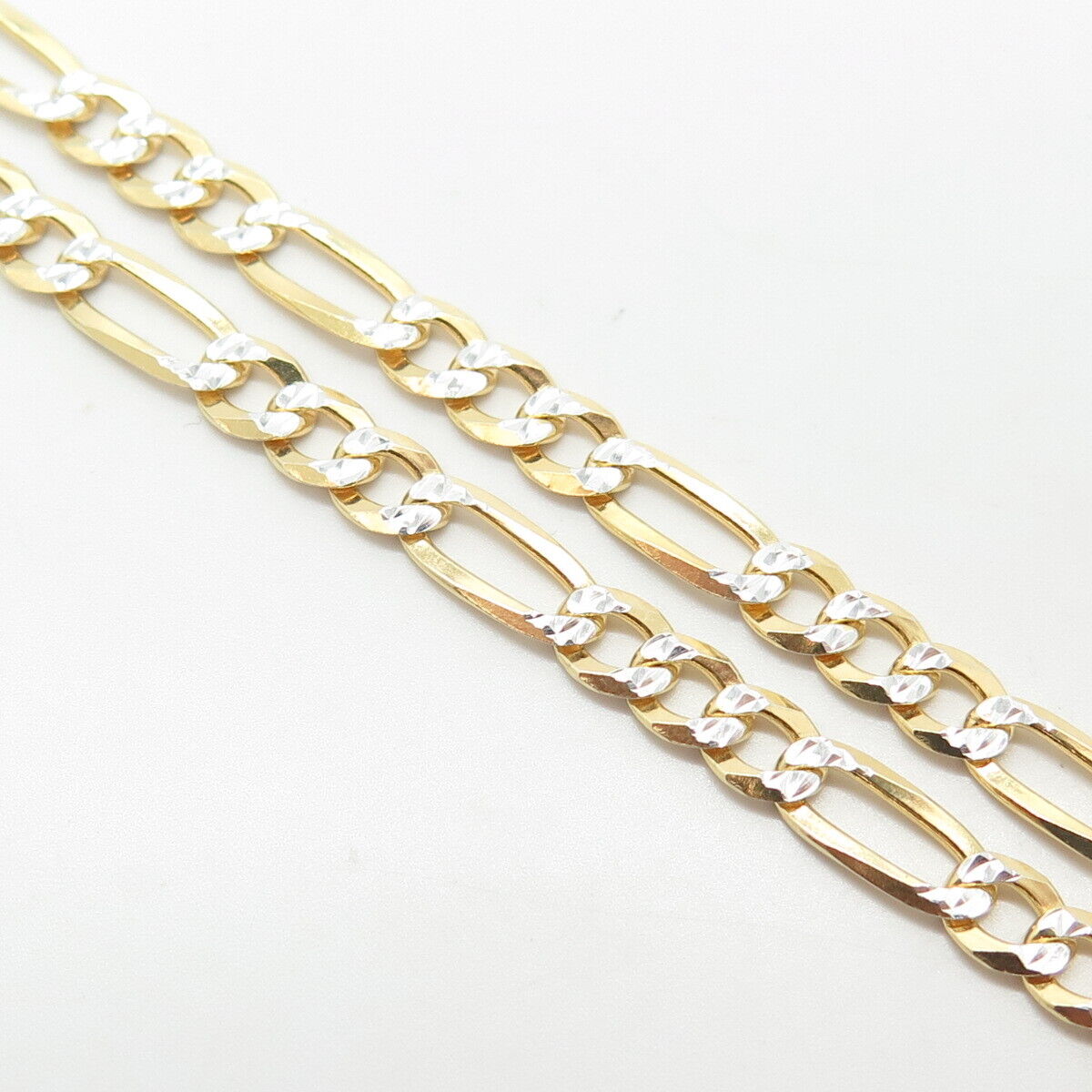 925 Sterling Silver Gold Plated 2-Tone Italy Figaro Chain Necklace 18"