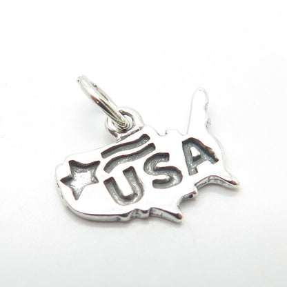 925 Sterling Silver Vintage "USA" Charm Pendant