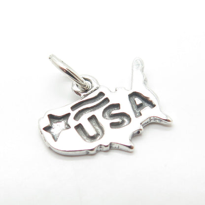 925 Sterling Silver Vintage "USA" Charm Pendant