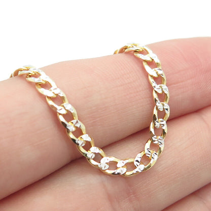 925 Sterling Silver Gold Plated 2-Tone Italy Cuban Chain Necklace 24"