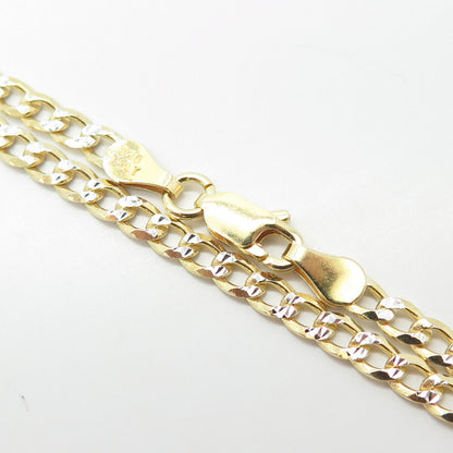 925 Sterling Silver Gold Plated 2-Tone Italy Cuban Chain Necklace 24"