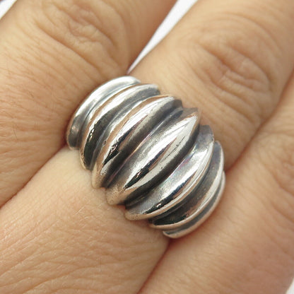 925 Sterling Silver Vintage Mexico Ribbed Ring Size 7.25