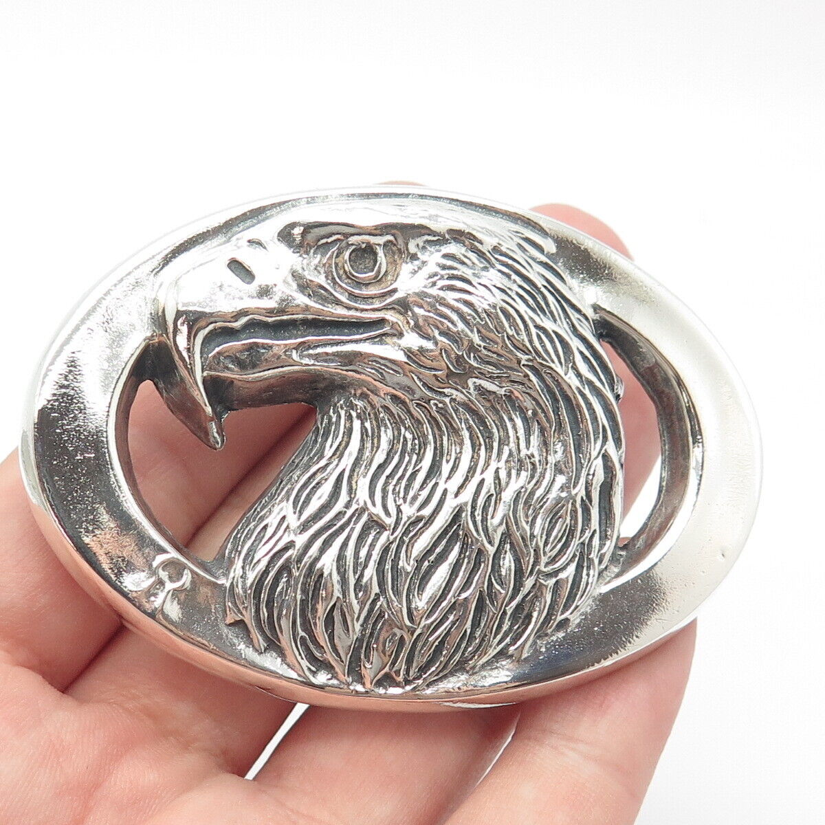 925 Sterling Silver Vintage Eagle Bird Belt Buckle