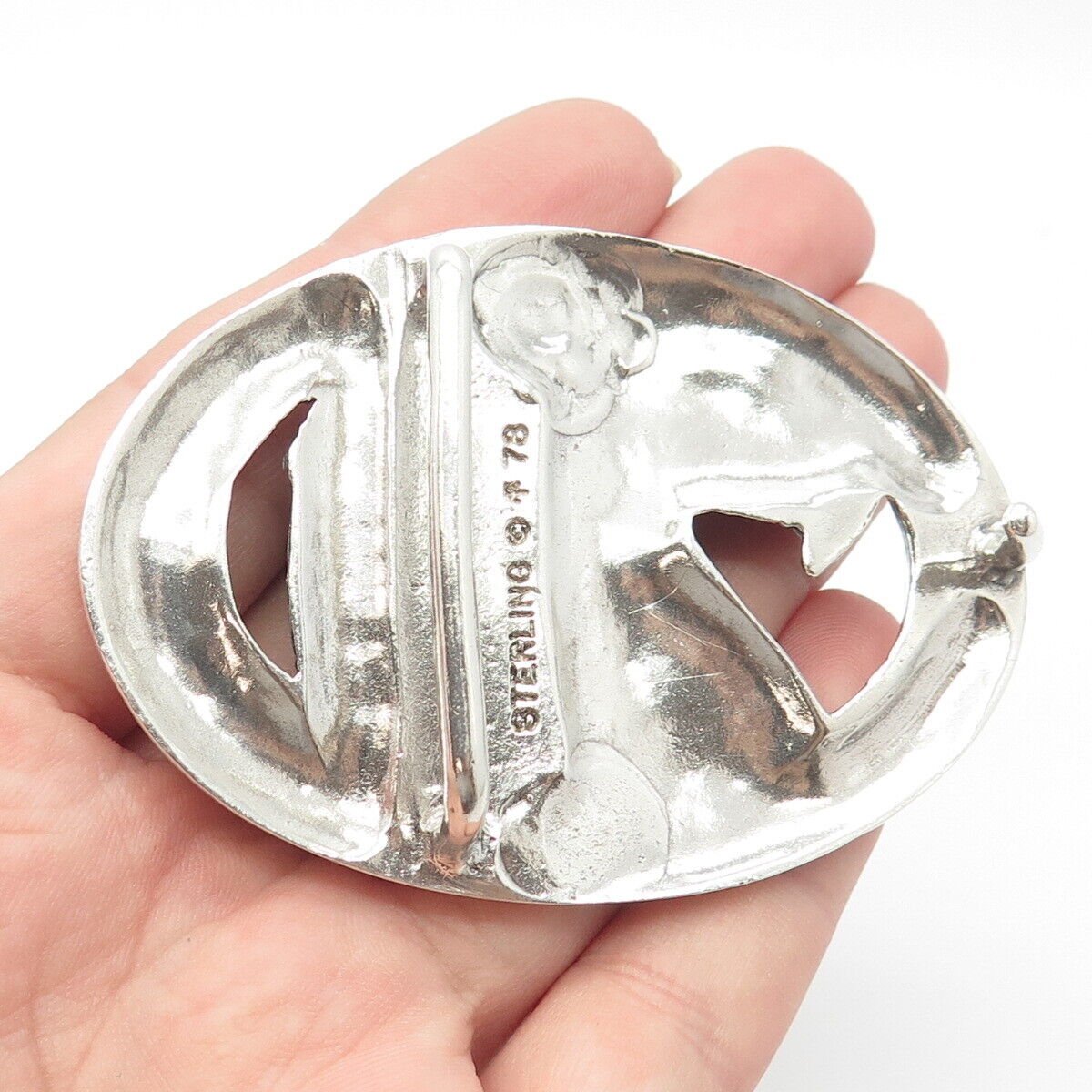 925 Sterling Silver Vintage Eagle Bird Belt Buckle