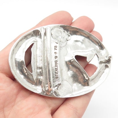 925 Sterling Silver Vintage Eagle Bird Belt Buckle