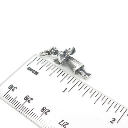 925 Sterling Silver Vintage Creed Girl w/Wings Pendant