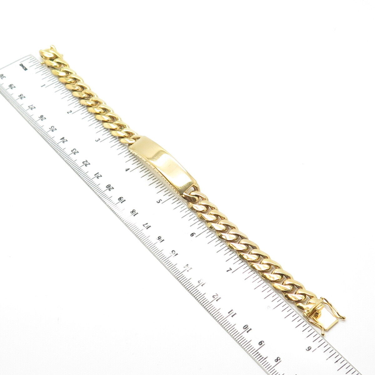 925 Sterling Silver Gold Plated ID Cuban Link Bracelet 8.25"